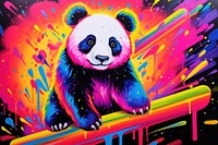 Panda painting purple mammal.