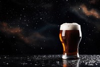 Craft beer with night galaxy drink lager glass.