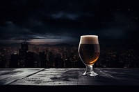 Craft beer with night rooftop drink glass architecture.