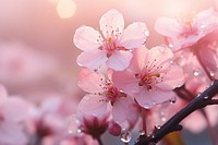 Cherry blossom with dew flower outdoors petal.