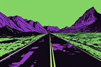 Green and purple of highway road line landscape mountain.