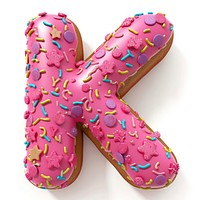 Donut in Alphabet Shaped of K sprinkles dessert food.