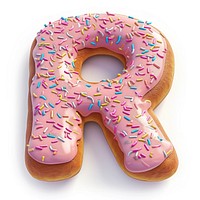 Donut in Alphabet Shaped of R donut sprinkles dessert.