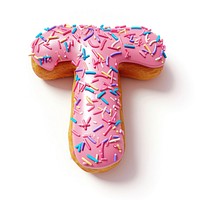 Donut in Alphabet Shaped of T sprinkles dessert donut.