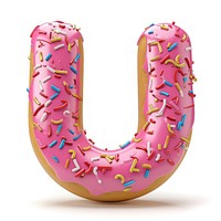 Donut in Alphabet Shaped of U donut sprinkles dessert.