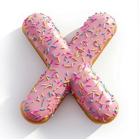 Donut in Alphabet Shaped of X sprinkles dessert food.