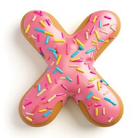 Donut in Alphabet Shaped of X sprinkles dessert cookie.