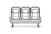 Airplane seat sketch white background illustrated.