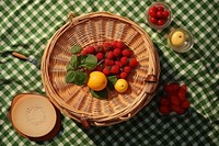 One basket picnic fruit plant food.