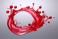 Cranberry juice splashing droplet red.