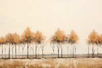 Minimal space Autumn trees painting landscape outdoors.
