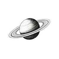 Saturn line art drawing space white background.