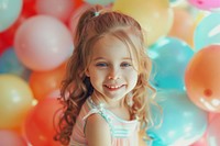 Happy girl kid fashion portrait balloon child.