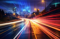 Light trail in a roadway cityscape architecture outdoors.