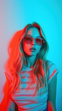 Anaglyph girl photography sunglasses portrait.