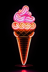 Ice cream neon rim light dessert food illuminated.