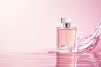 Perfume bottle on pink water pattern cosmetics magenta fashion.