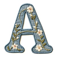 Alphabet a embroidery pattern white background.
