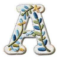 Alphabet A embroidery pattern white background.