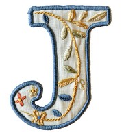 Alphabet J embroidery pattern white background.