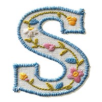 Alphabet S embroidery pattern white background.