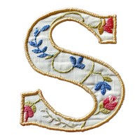 Alphabet S embroidery pattern white background.