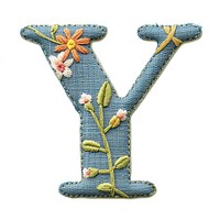 Alphabet Y embroidery pattern white background.