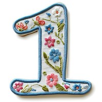 Number 1 embroidery pattern white.