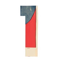 Number 1 paper craft collage flag text white background.
