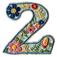 Number 2 embroidery pattern white background.