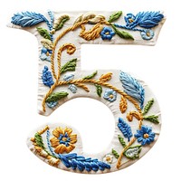 Number 5 embroidery pattern white.