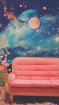 Sofa with night galaxy art architecture astronomy.