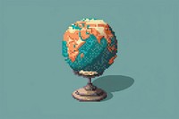 Globe pixel planet shape art.