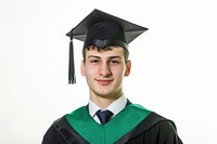 Happy british man graduation university portrait.