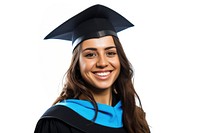 Happy british woman graduation student university.