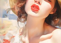 Motion blur lips portrait photography hairstyle.