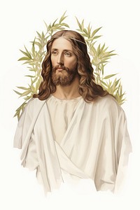 Botanical illustration of Holy Jesus Christ portrait sketch spirituality.