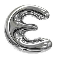 Alphabet E letter silver curve monochrome.