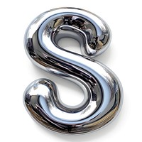 Alphabet S letter number silver curve.