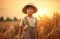 Thai boy farmer outdoors nature photo.