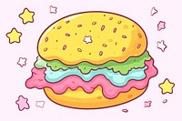 Doodle illustration burger cartoon food celebration.