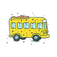 Doodle illustration school bus car vehicle cartoon.