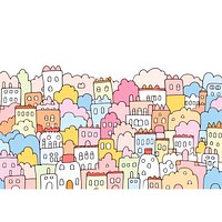 Doodle illustration town backgrounds cartoon architecture.