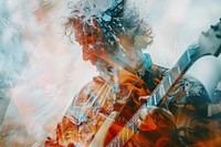 A man play guitar inthe concert backgrounds creativity recreation.
