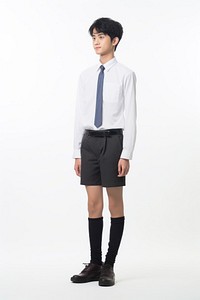 Japanese male student shorts miniskirt footwear.