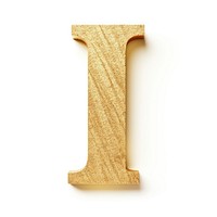 Golden alphabet I letter wood text white background.