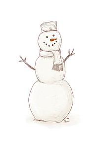 Snowman winter white art.
