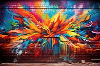 Vibrant colors spray chaos wall architecture painting.