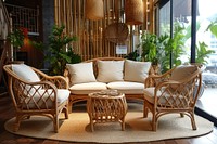 Stylish rattan furniture architecture chair table.