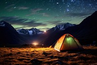 Photo of a tent night outdoors camping.
